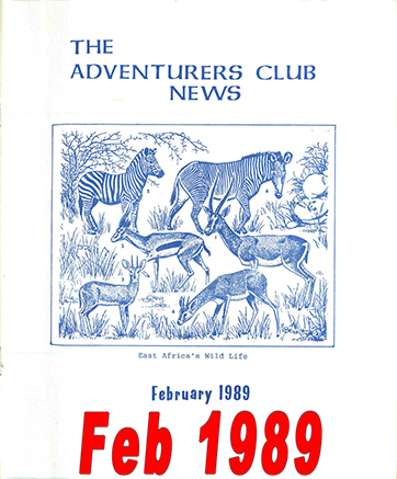 February 1989 Adventurers Club News Cover